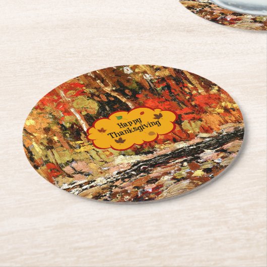 "Prettig Thanksgiving," Kleuren van de herfst Ronde Kartonnen Onderzetter (Gebogen)