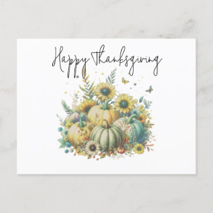 Prettig Thanksgiving  Kleurrijke Waterverf Pompoen Feestdagenkaart