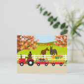 Prettig Thanksgiving Labradors en Tractor Briefkaart (Staand voorkant)