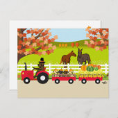 Prettig Thanksgiving Labradors en Tractor Briefkaart (Voorkant / Achterkant)