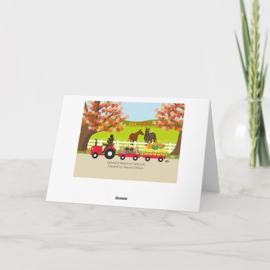 Prettig Thanksgiving Labradors en Tractor Kaart (Achterkant)