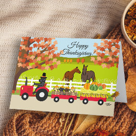Prettig Thanksgiving Labradors en Tractor Kaart