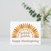 Prettig Thanksgiving Leuke Gobble Kalkoenveren Briefkaart (Staand voorkant)