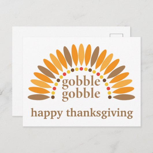 Prettig Thanksgiving Leuke Gobble Kalkoenveren Briefkaart (Voorkant / Achterkant)