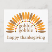 Prettig Thanksgiving Leuke Gobble Kalkoenveren Briefkaart (Voorkant)