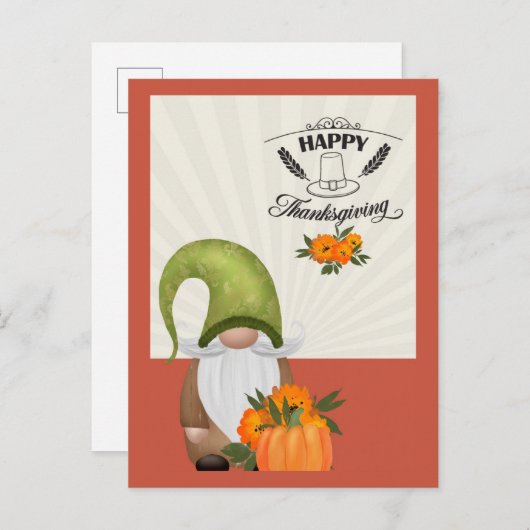 Prettig Thanksgiving Lief Kabouter Briefkaart (Voorkant / Achterkant)