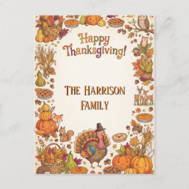 Prettig Thanksgiving Liefelijk herfstontwerp met t Briefkaart