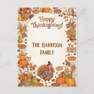 Prettig Thanksgiving Liefelijk herfstontwerp met t Briefkaart