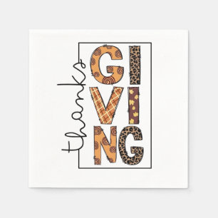Prettig Thanksgiving Luipaardprint Regenboogkalkoe Servet