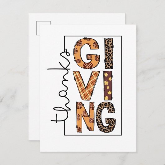 Prettig Thanksgiving Luipaardprint Regenboogkalkoe Uitnodiging Briefkaart (Voorkant / Achterkant)