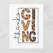 Prettig Thanksgiving Luipaardprint Regenboogkalkoe Uitnodiging Briefkaart (Voorkant)