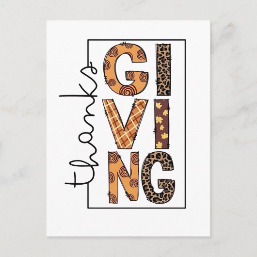 Prettig Thanksgiving Luipaardprint Regenboogkalkoe Uitnodiging Briefkaart (Voorkant)