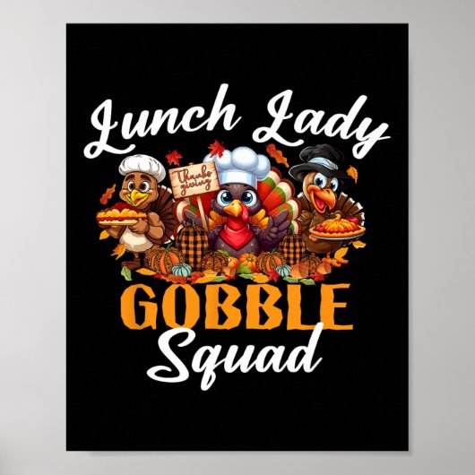 Prettig Thanksgiving Lunch Dames Gobble Squad Kalk Poster (Voorkant)