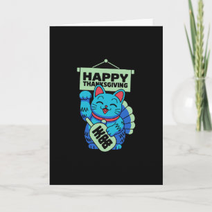 Prettig Thanksgiving Maneki Neko Lucky Cat Japans Kaart