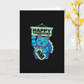 Prettig Thanksgiving Maneki Neko Lucky Cat Japans Kaart (Gele Bloem)
