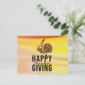 Prettig Thanksgiving met Turkey drink wijn grappig Feestdagenkaart (Staand voorkant)