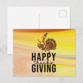 Prettig Thanksgiving met Turkey drink wijn grappig Feestdagenkaart (Voorkant / Achterkant)