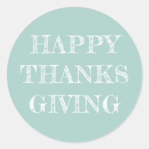 Prettig Thanksgiving Modern Eenvoudig Blauw Ronde Sticker
