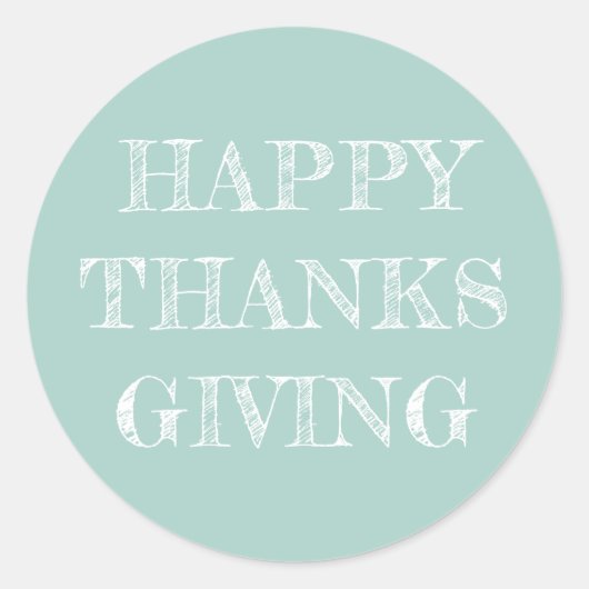Prettig Thanksgiving Modern Eenvoudig Blauw Ronde Sticker (Voorkant)