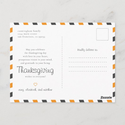 Prettig Thanksgiving Modern Eenvoudig Chic Briefkaart (Achterkant)
