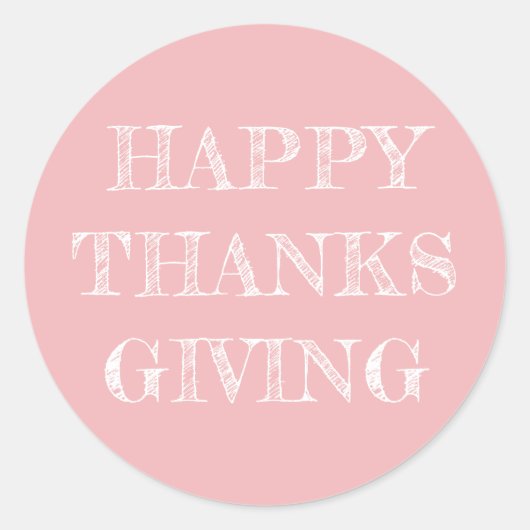 Prettig Thanksgiving Modern Eenvoudig Roze Roos Ronde Sticker (Voorkant)