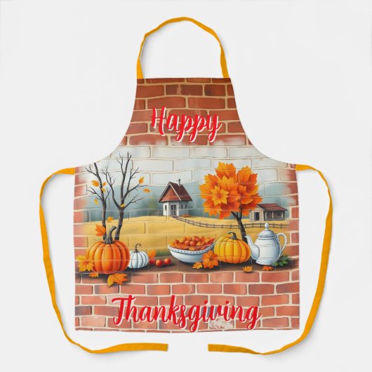 Prettig Thanksgiving Modern Mooie Herfst Schort (Voorkant)