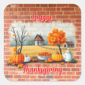 Prettig Thanksgiving Modern Mooie Herfst Vierkante Sticker (Voorkant)