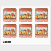 Prettig Thanksgiving Modern Mooie Herfst Vierkante Sticker (Vel)