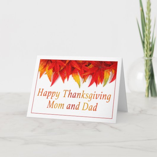 Prettig Thanksgiving Moeder En Vader Rode Bladeren Kaart (Voorkant)