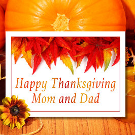 Prettig Thanksgiving Moeder En Vader Rode Bladeren Kaart