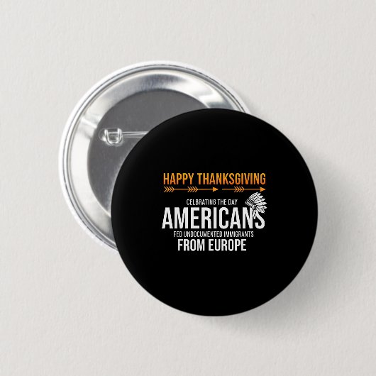 Prettig Thanksgiving, Native American Truth_ Ameri Ronde Button 5,7 Cm (Voorkant /achterkant)