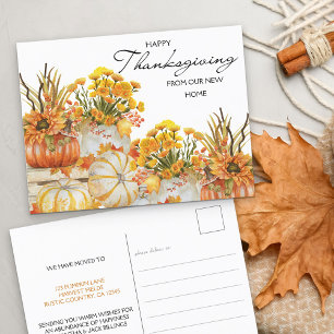 Prettig Thanksgiving Nieuwe Thuis Pompoen Oogst Feestdagenkaart