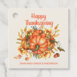 Prettig Thanksgiving Oranje Pompoen Herfstbladeren Bedankjes Labels
