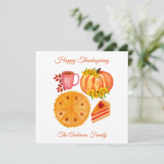 Prettig Thanksgiving Oranje Pompoen Herfstbladeren Feestdagenkaart (Staand voorkant)