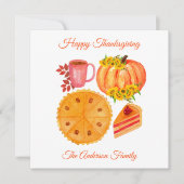 Prettig Thanksgiving Oranje Pompoen Herfstbladeren Feestdagenkaart (Voorkant)