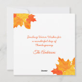 Prettig Thanksgiving Oranje Pompoen Herfstbladeren Feestdagenkaart (Achterkant)