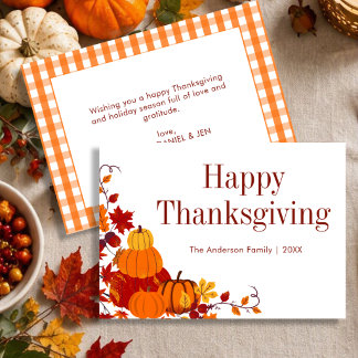 Prettig Thanksgiving Oranje Pompoen Herfstbladeren Feestdagenkaart