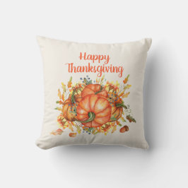 Prettig Thanksgiving Oranje Pompoenen Herfstblader Kussen