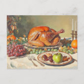 Prettig Thanksgiving Oude Vintage Kalkoen Diner Briefkaart (Voorkant)