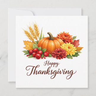 Prettig Thanksgiving Pompoen, Bessen en Bloemen Feestdagenkaart