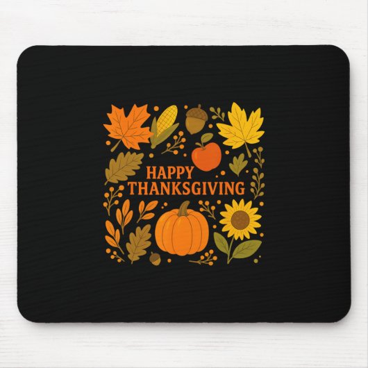 Prettig Thanksgiving Pompoen Herfstbladeren Oogst Muismat (Voorkant)