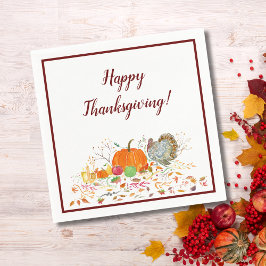 Prettig Thanksgiving Pompoen & Kalkoen Servet