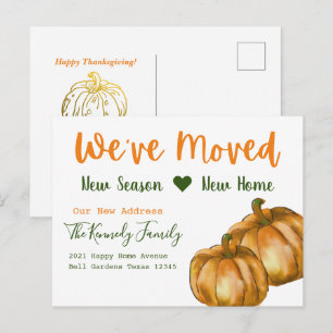 Prettig Thanksgiving Pompoen Nieuw Thuis We Zijn V Aankondigingskaart