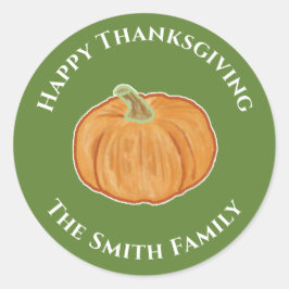 Prettig Thanksgiving Pompoen Tekening Ronde Sticker
