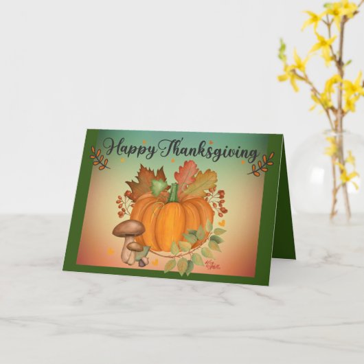 Prettig Thanksgiving, Pompoen Wenskaart Kaart (Gele Bloem)