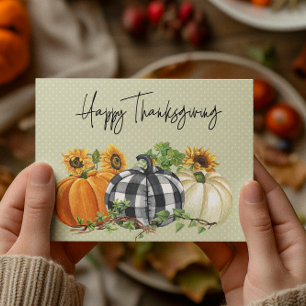 Prettig Thanksgiving Pompoen Zonnebloem Ansichtkaa Briefkaart