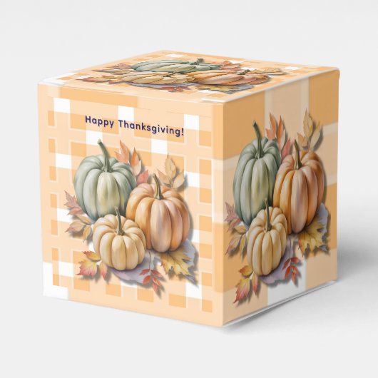 Prettig Thanksgiving Pompoenen & Herfstbladeren Bedankdoosjes (Voorkant Zijde)