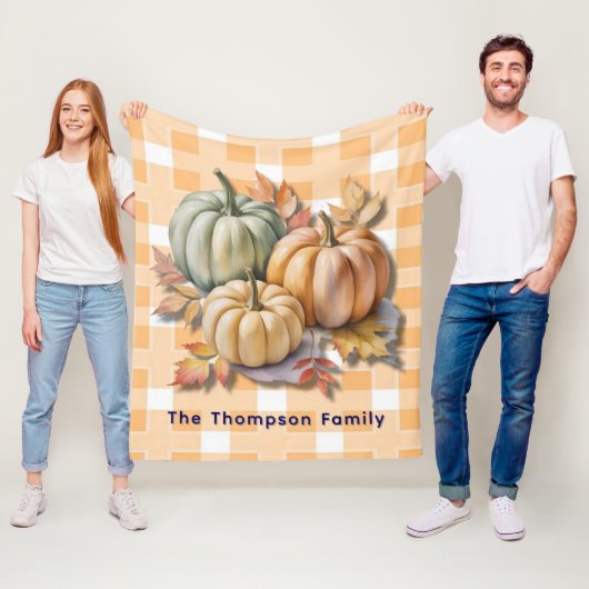 Prettig Thanksgiving Pompoenen & Herfstbladeren Fleece Deken (In situ)