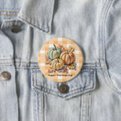 Prettig Thanksgiving Pompoenen & Herfstbladeren Ronde Button 7,6 Cm (In situ)