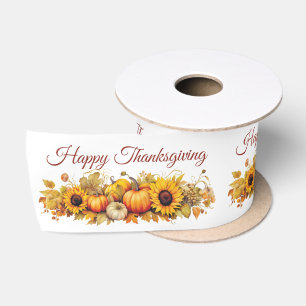 Prettig Thanksgiving Pompoenen Zonnebloemen Satijnen Lint